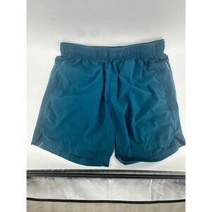 DSG Mens Athletic Running Shorts Teal Blue 5 Inch Inseam Reflective Trim Large